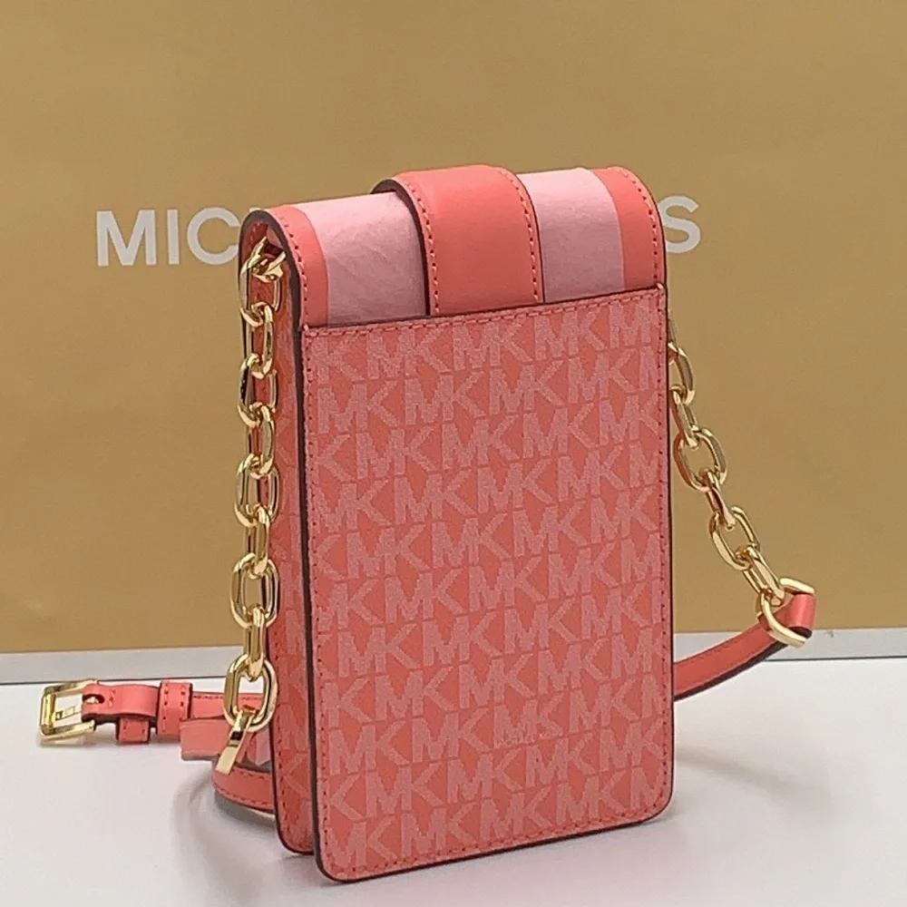 Michael Kors Carmen Small Logo Smartphone Crossbody Grapefruit signature color